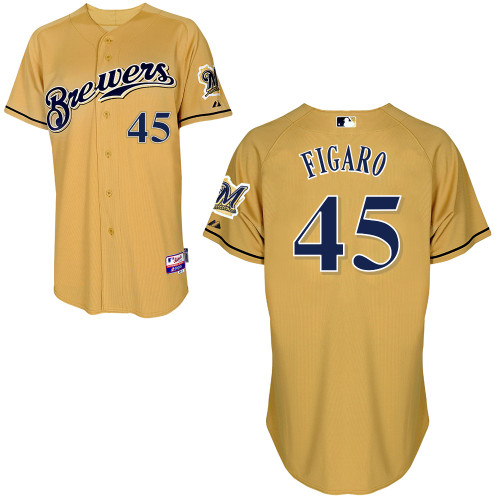 Alfredo Figaro #45 MLB Jersey-Milwaukee Brewers Men's Authentic Gold Baseball Jersey